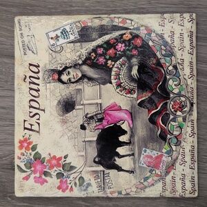España Spanish Matador and Flamenco Dancer Cermanic Decorative Ceramic Tile